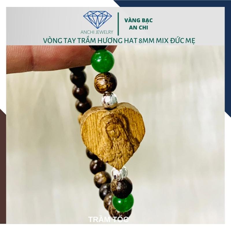 Vòng tay trầm hương thánh giá / đức mẹ, hạt nhỏ 6mm và 8mm cho nam nữ - Anchi jewelry