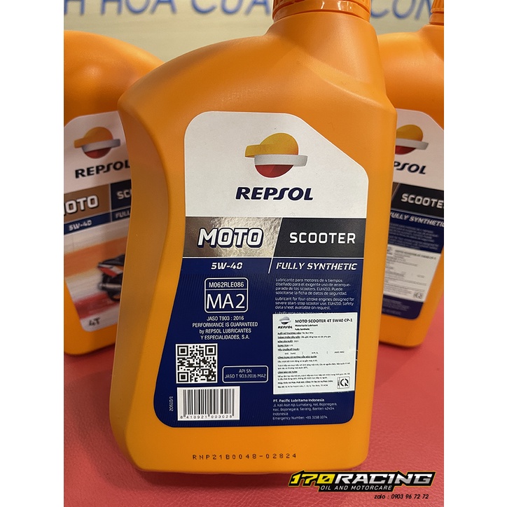 (HCM) Nhớt Xe Tay Ga REPSOL MOTO SCOOTER SYNTETIC 4T SAE 5W40 Dung Tích 1000 ML