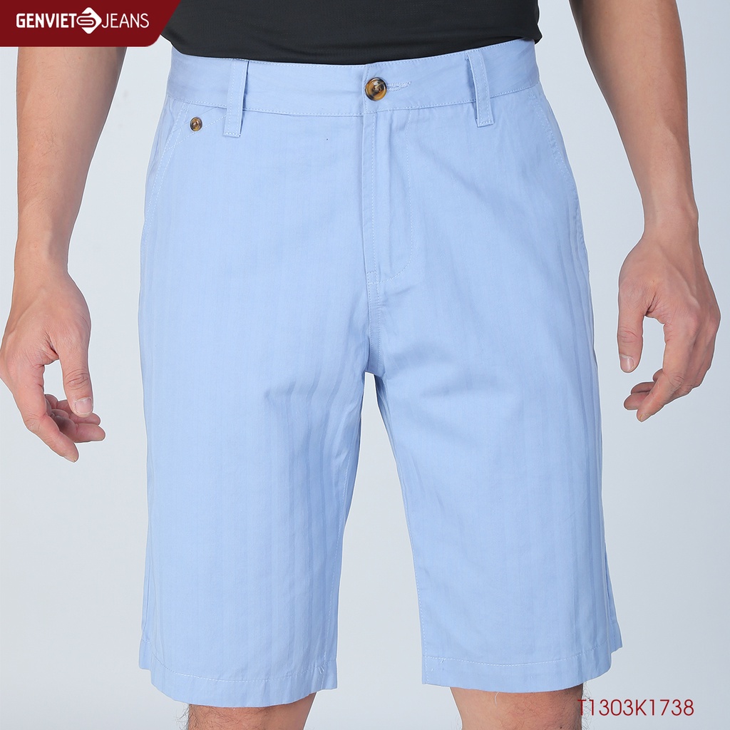 Quần Ngố Nam Kaki Basic Trơn Đơn Giản Dáng Âu Công Sở Tây Chất Vải Mềm Cao Cấp Genviet Viền Dọc Chìm T1303K1738