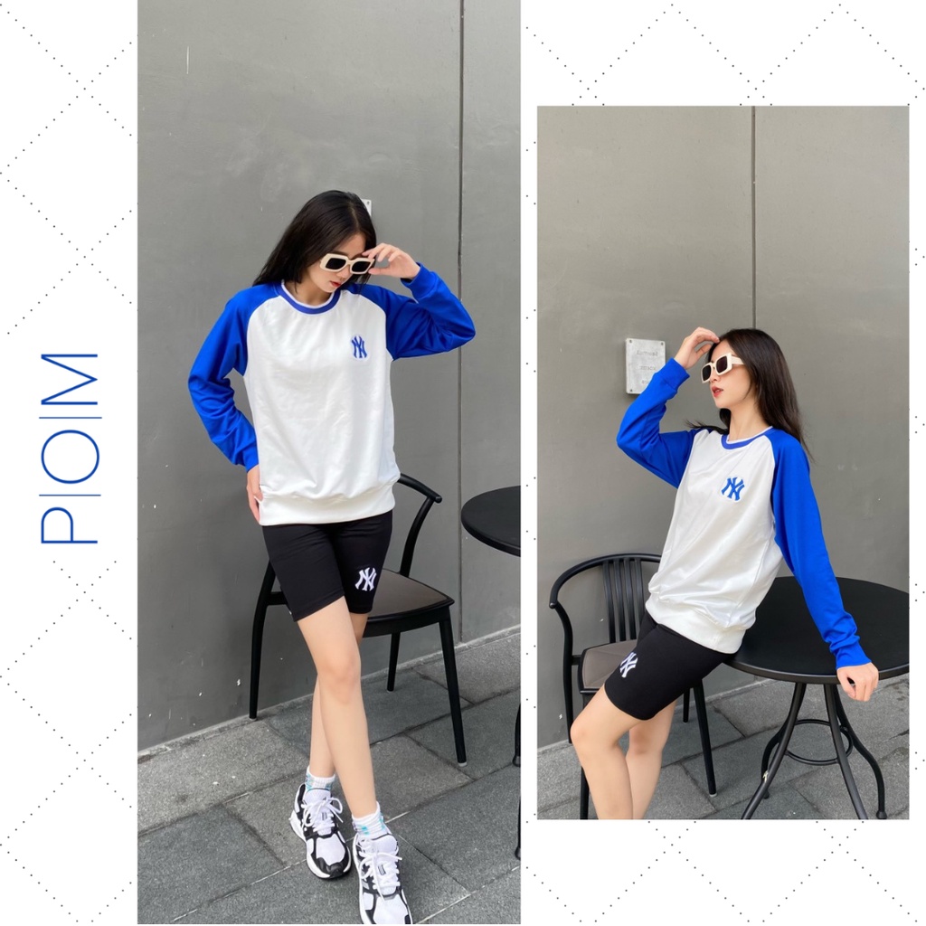 Áo Sweater nam nữ M.L.B, Áo nỉ xuất dư NY Monogram SW01 - Pom Store