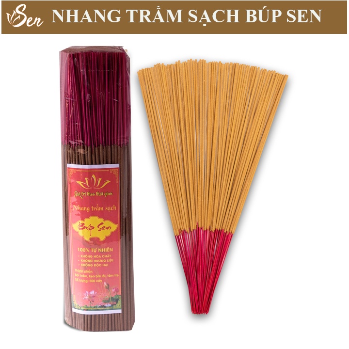 [Trầm Hương Búp Sen] Nhang Trầm thơm cao cấp Búp Sen 38cm 500 que - Trầm hương sạch tự nhiên