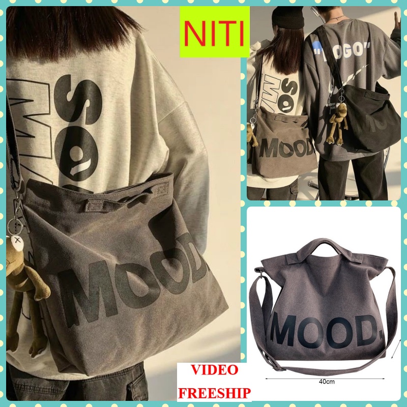 TÚI CANVAS ĐEO VAI ĐEO CHÉO ĐI HỌC NAM NỮ MOOD MÀU NÂU MÀU ĐEN CỰC NGẦU PHONG CÁCH NITIQC HOT HIT MỌI CUỘC CHƠI