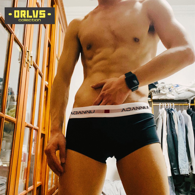 ORLVS Quần lót boxer cotton thiết kế chữ U lưng thấp thoáng khí cho nam Ad45