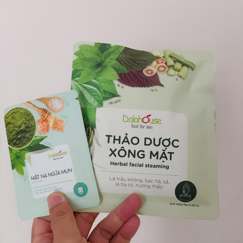 Combo mặt nạ giảm ngừa mụn, thâm nám, tàn nhang, thảo dược xông mặt từ thiên nhiên Dalahouse