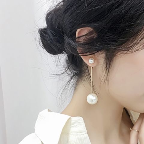 Khuyên tai nữ dáng dài đính ngọc trai nhân tạo dành cho các cô nàng đi tiệc đi chơi HT-003