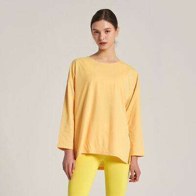 Áo thun AND4R form rộng cổ tròn tay dài lỡ , xẻ tà 2 bên hông logo ngang sau cổ