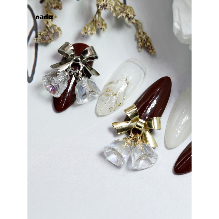 [Hàng mới về] Phụ kiện hình nơ và chuông 3D trang trí móng tay thời trang xinh xắn cho nữ