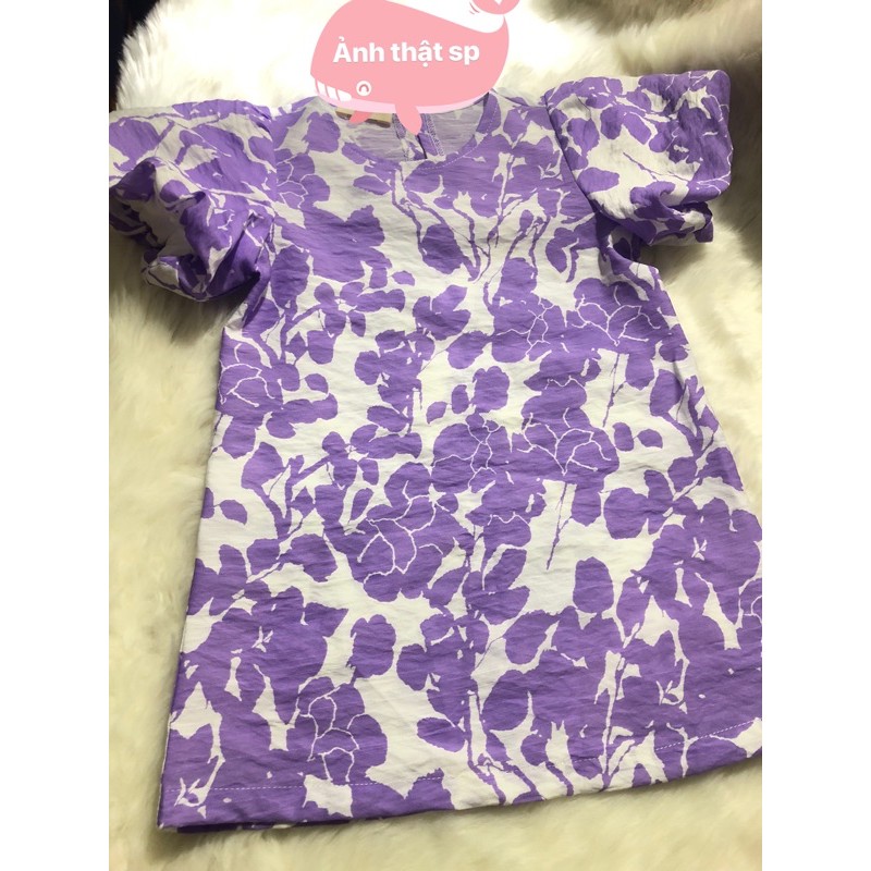 Đầm bé gái tay bồng,hoa tím B-A-M STORE