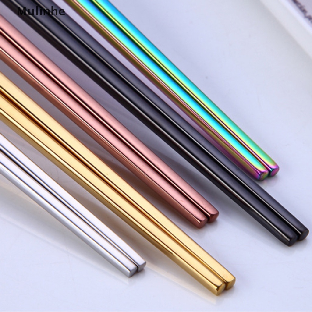 1 Đôi Đũa Chống Trượt Bằng Thép Không Gỉ Màu Bạc