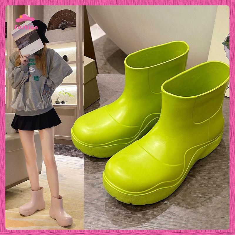 Giày Sandal Đi Biển Cổ Thấp Đế Dày Tăng Chiều Cao Màu Xanh Lá Chống Thấm Nước