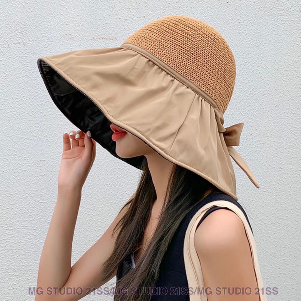 Nón cói MG STUDIO thắt nơ đáng yêu thời trang dành cho nữ