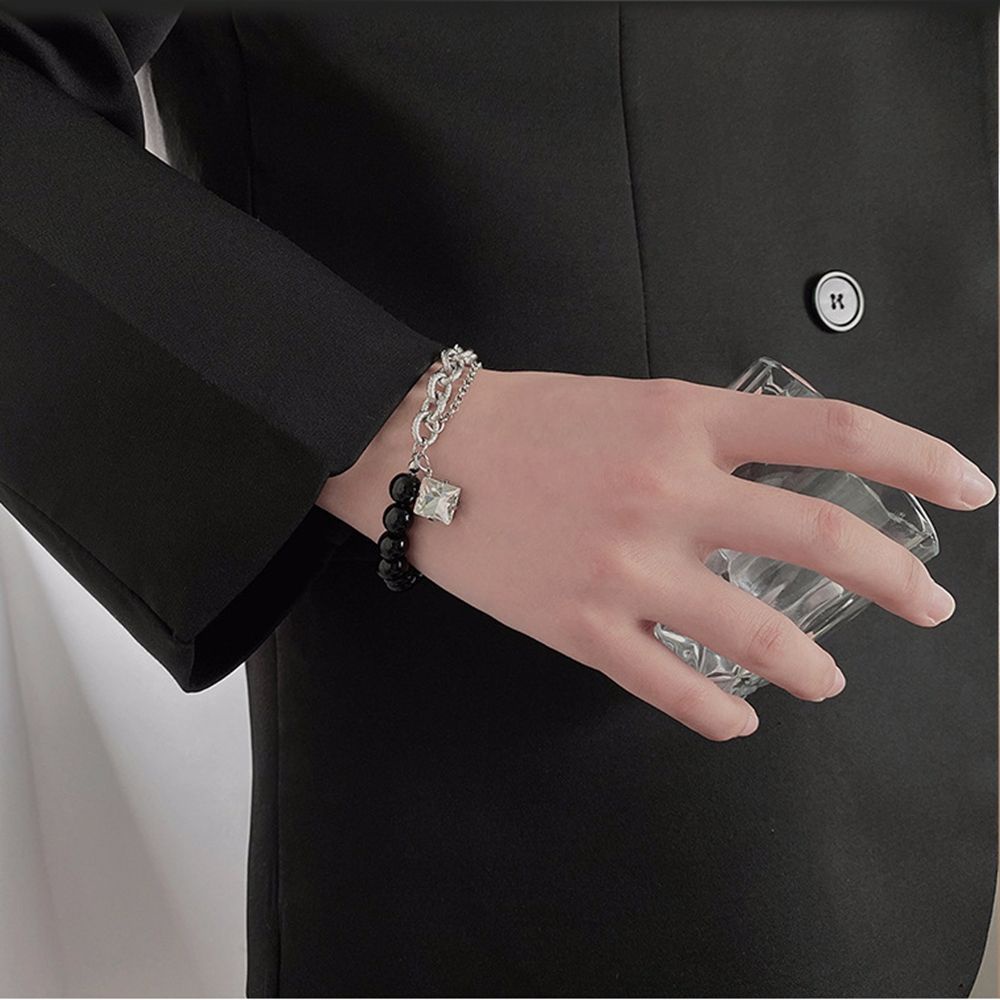 Vòng Tay Bằng Thép Titan Đính Hạt Ngọc Trai Và Chữ Love Phong Cách Hàn Quốc Đơn Giản