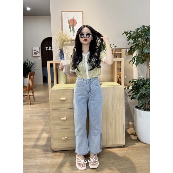 [Ảnh thật/Video]Cadigan ngắn tay 256 cúc nhọc hai bên Hàn Quốc loại 1 tone màu mát mắt Áo len mongtogi Quảng Châu