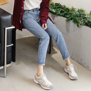 Quần baggy jean trơn mài