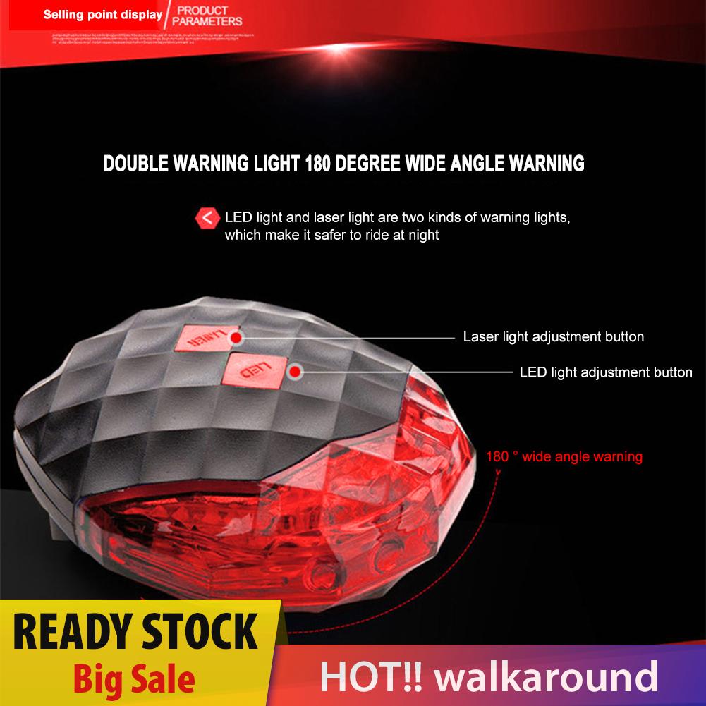 walkaround 5LED Bicycle Diamond Taillight Night Ridding Warning Bike Laser Rear Light