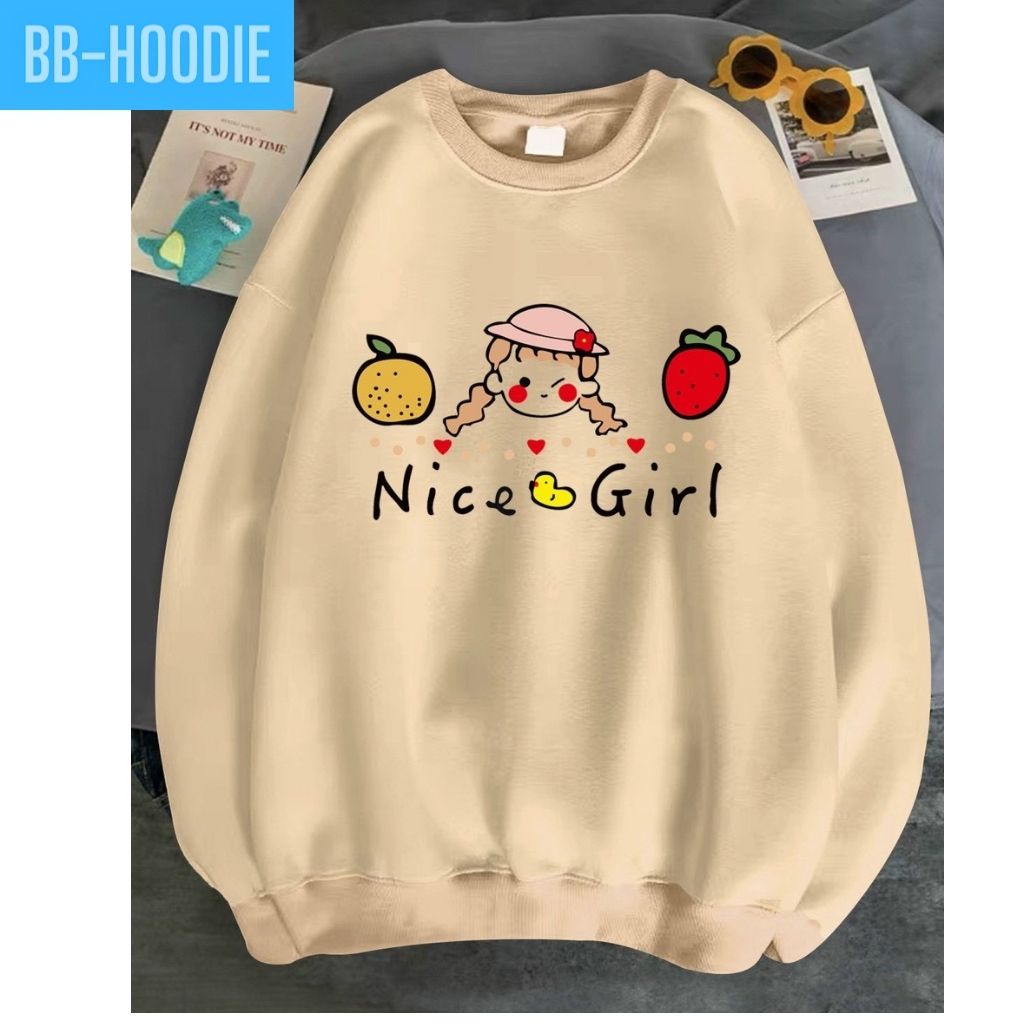 Áo Sweater Nỉ Bông NICE GIRL Thu Đông Ulzzang Unisex Form Rộng