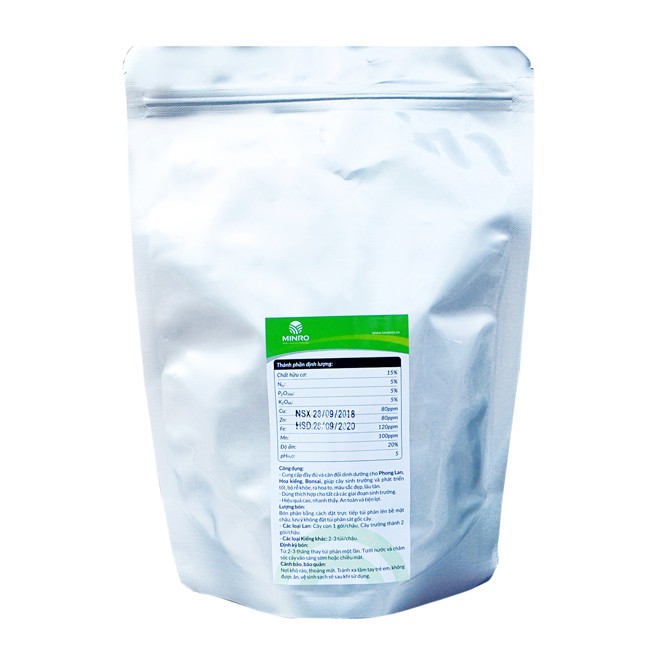 PHÂN BÓN HỮU CƠ KHOÁNG MINRO 5-5-5+TE DINH DƯỠNG CHO LAN, BONSAI (DẠNG TÚI LỌC, PHÂN GIẢI CHẬM GÓI 450GR