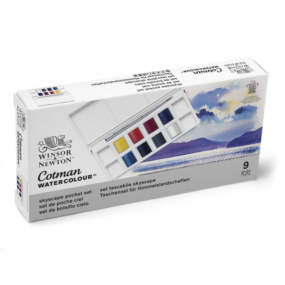 [DA ĐEN] Màu Nước Winsor Newton Cot Man 8 Màu Skyscape Kèm Cọ