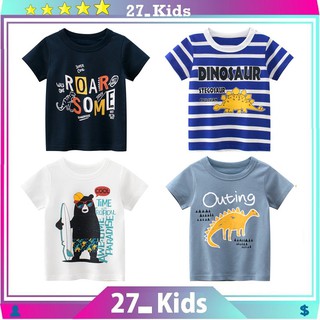 Áo bé trai 27KIDS áo thun cho bé in hình ngộ nghĩnh chất cotton hàng xuất