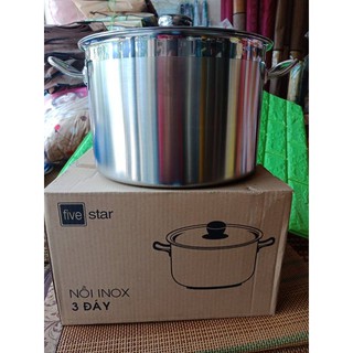 Nồi luộc gà inox fivestar 28cm, ba đáy, dùng bếp từ