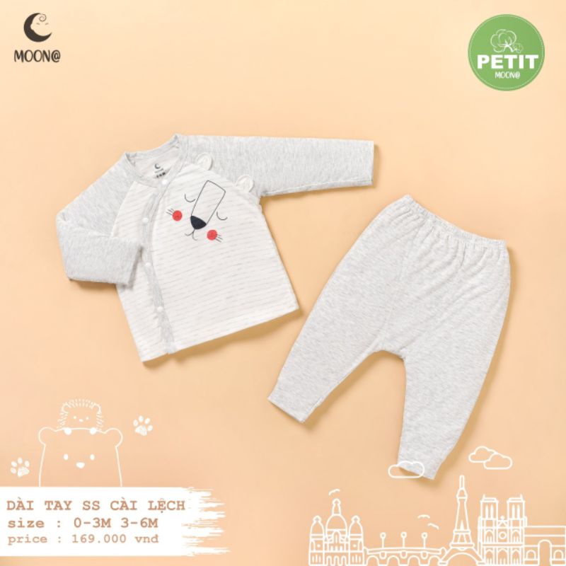 Moon -  Bộ cài chéo dài tay sơ sinh Moon petit cho bé 3-7kg