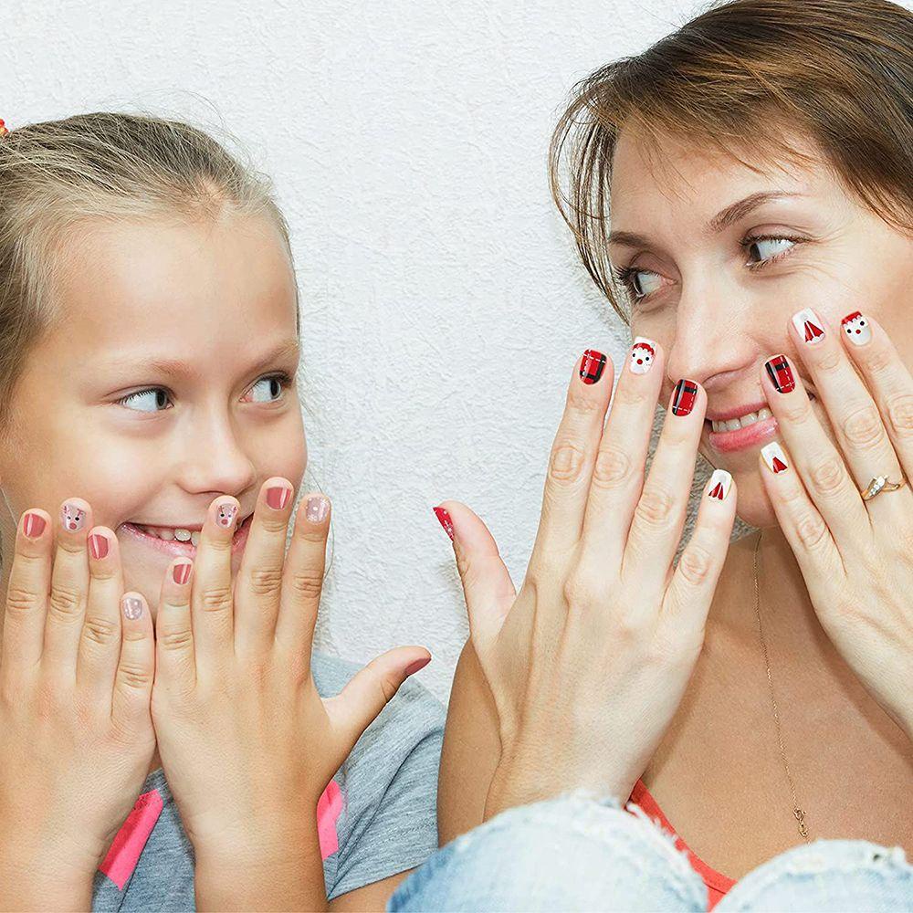 Bộ Móng Tay Giả Ngắn Che Phủ Toàn Diện Tháo Rời Được DIY Dành Cho Trẻ Em
