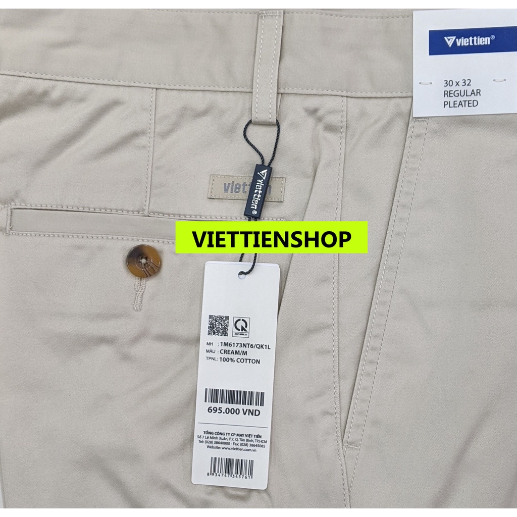 (6173 KKR) QUẦN KAKI VIỆT TIẾN CÓ LY (KO ÔM - REGULAR)