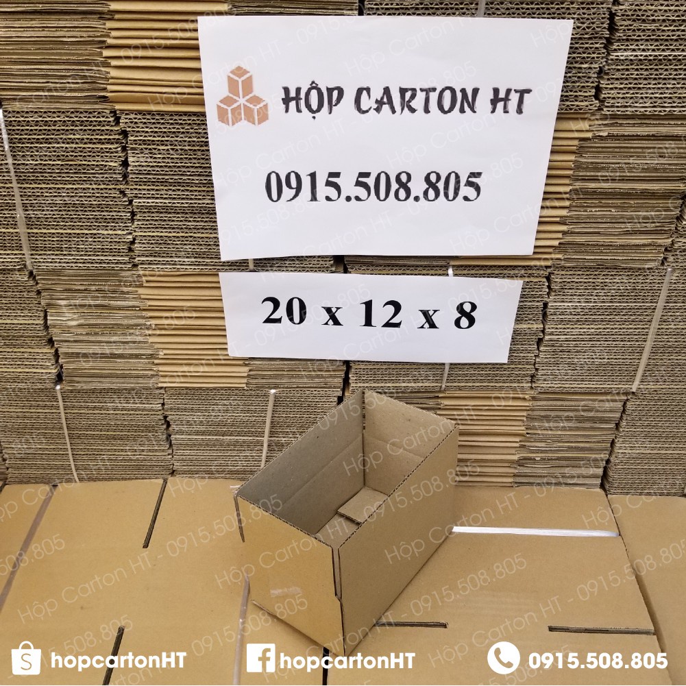 Hộp carton đóng hàng 20x12x8 đựng đồ gia dụng, phụ kiện, mỹ phẩm tiện lợi giá gốc tận xưởng - Hộp Carton HT