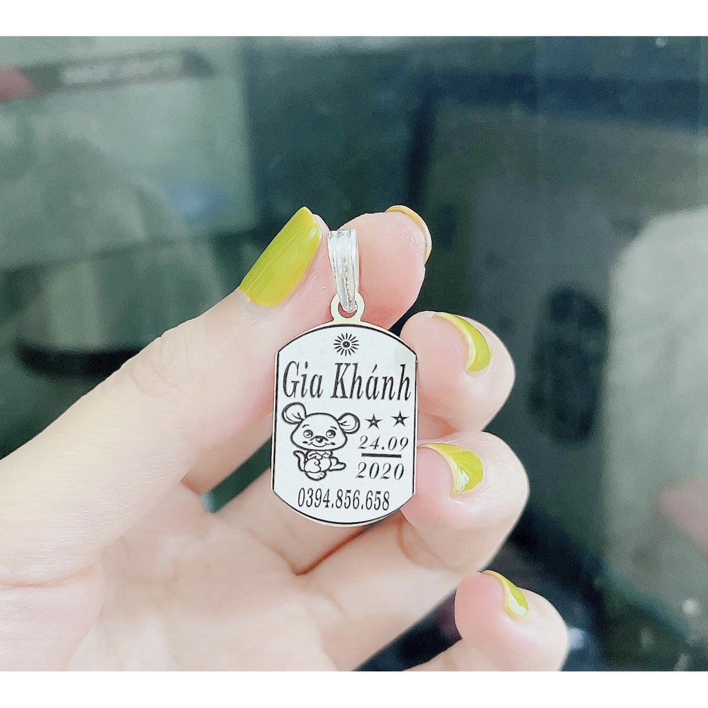 Mặt dây chuyền cho bé mẫu khắc laser miễn phí theo yêu cầu hình thù ngộ nghĩ bạc 990 TleeJewelry D0216