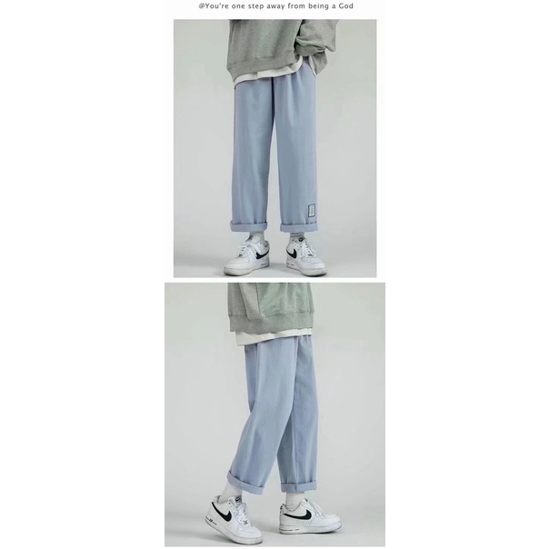 Quần Jeans Lưng Thun Dây Rút Ống Suông Rộng Thời Trang Xuân Thu Cho Nam Sinh