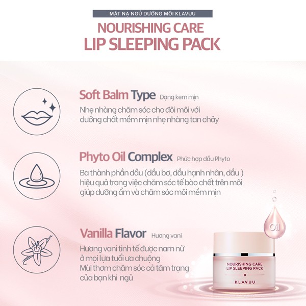 Mặt Nạ Ngủ Dưỡng Môi KLAVUU Nourishing Care Lip Sleeping Pack 20g