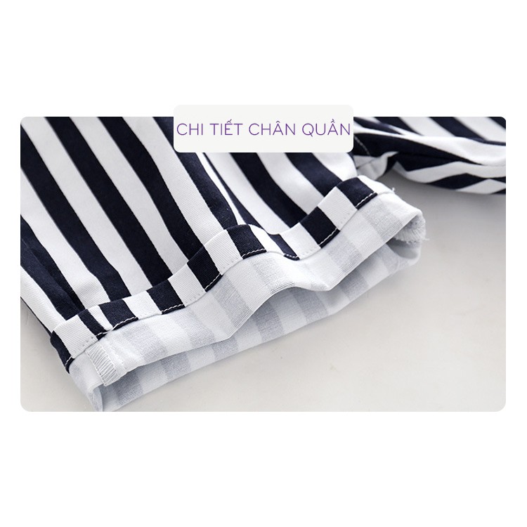 Quần short cho bé WELLKIDS họa tiết kẻ sọc chất cotton hàng xuất Âu Mỹ