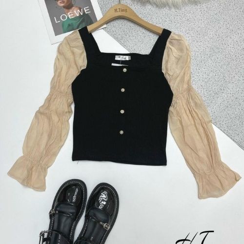 Áo phối tay hót trend các loại, áo kiểu nữ pha sơ mi điệu đà cá tính | BigBuy360 - bigbuy360.vn
