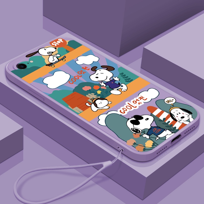 Ốp Lưng Silicon In Hình Snoopy Có Dây Đeo Xinh Xắn Cho oppo f1s a83 a71