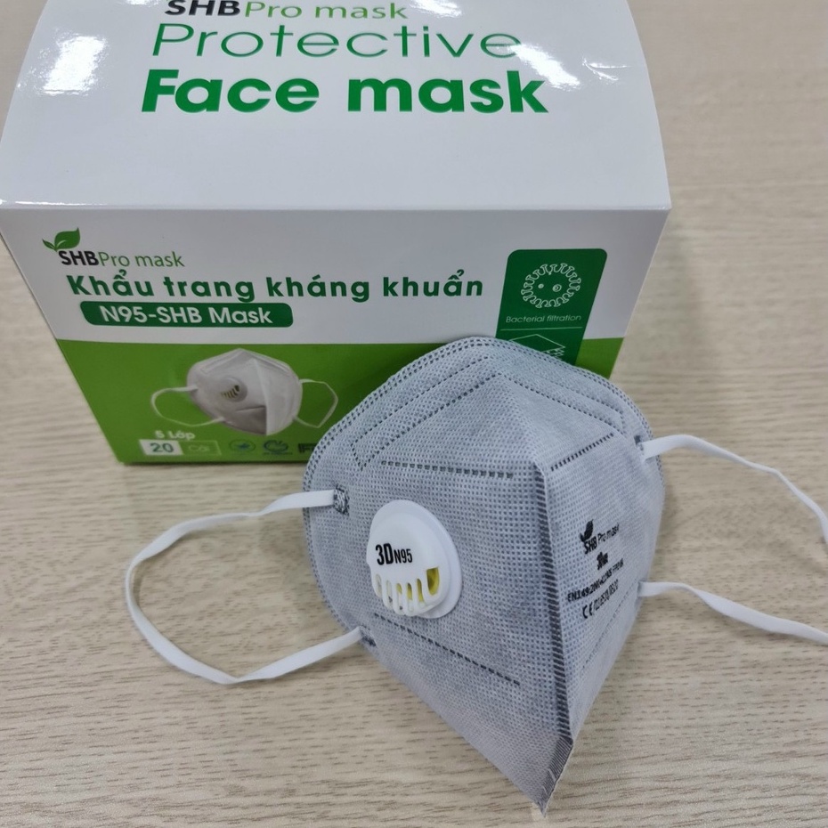 Khẩu Trang SHB Pro Mask 3D - N95 Không Van >95% bụi mịn PM2.5 (Hàng Chuẩn - Chính Hãng)