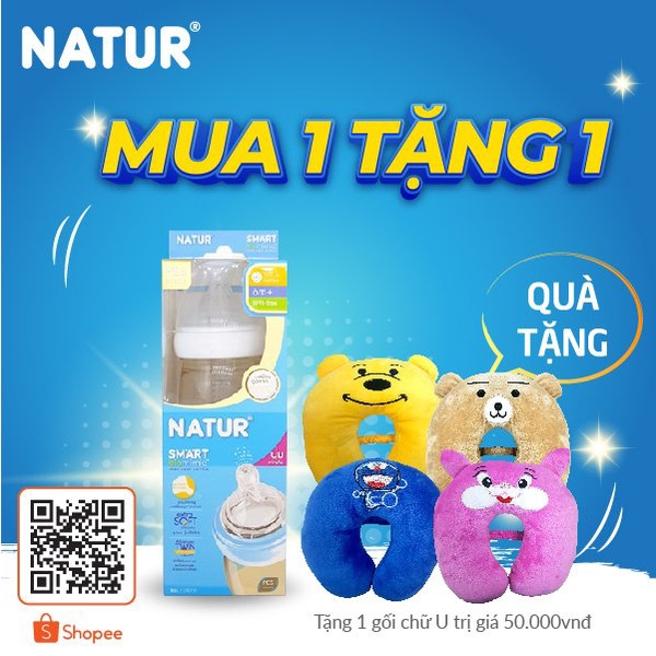 Bình sữa Natur SMART PES 240ml tặng kèm 01 gối chữ U