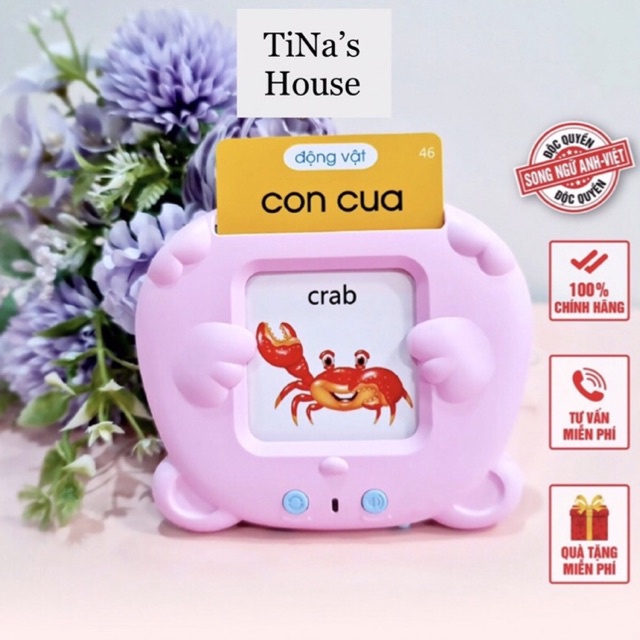Máy đọc thẻ FlashCard cho bé học Tiếng Anh với 112 thẻ 224 chủ đề/ 255 thẻ 510 chủ đề - TiNa’s House
