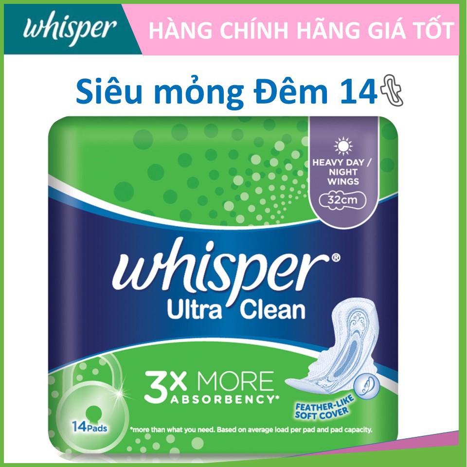 COMBO 4 gói Whisper Siêu mỏng Toàn diện (Ngày 18 miếng+ Đêm 14 miếng)x2