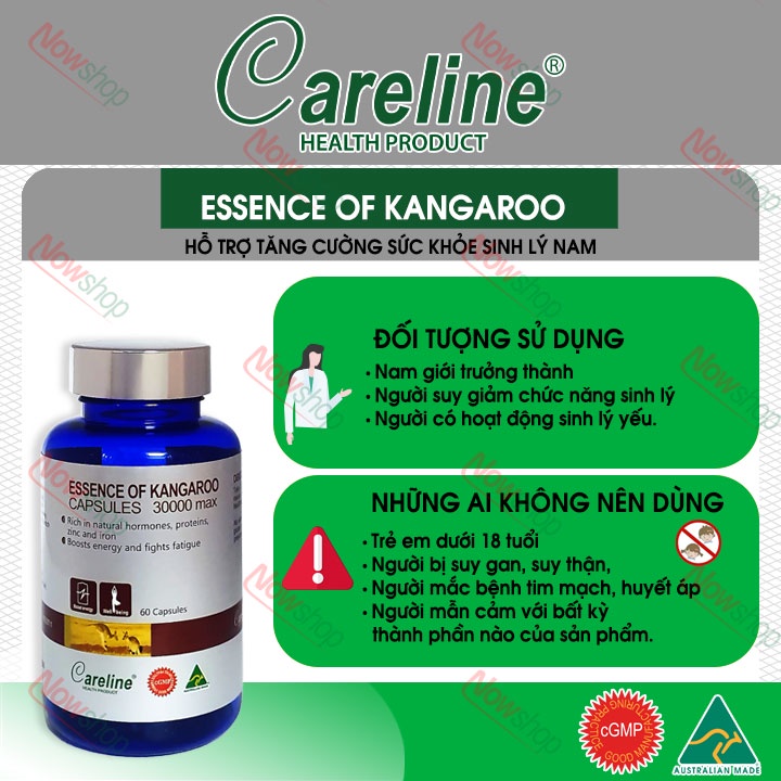 Viên uống tăng cường sinh lý nam Careline Essence Of Kangaroo 30000max giúp tăng ham muốn kéo dài thời gian quan hệ