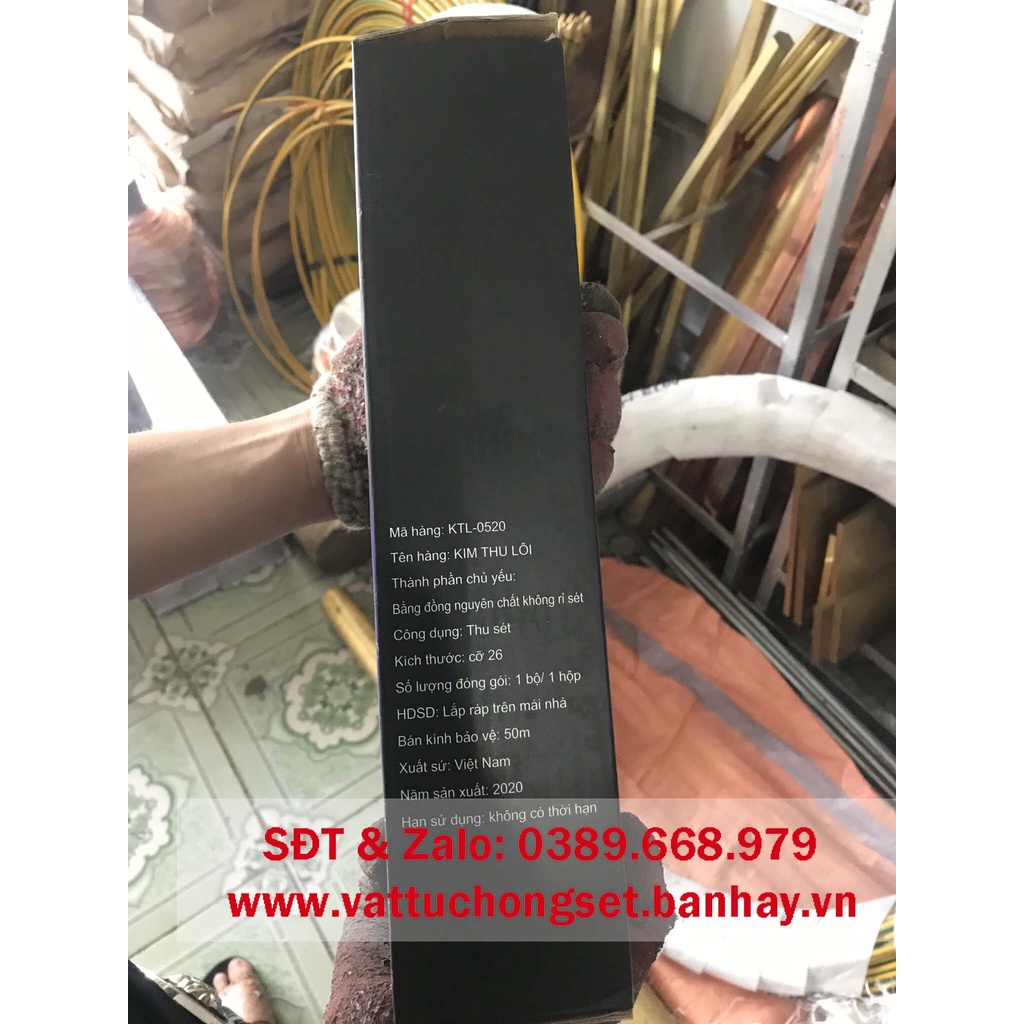 Kim thu sét bằng đồng 3 nhánh bán kính bảo vệ 50m