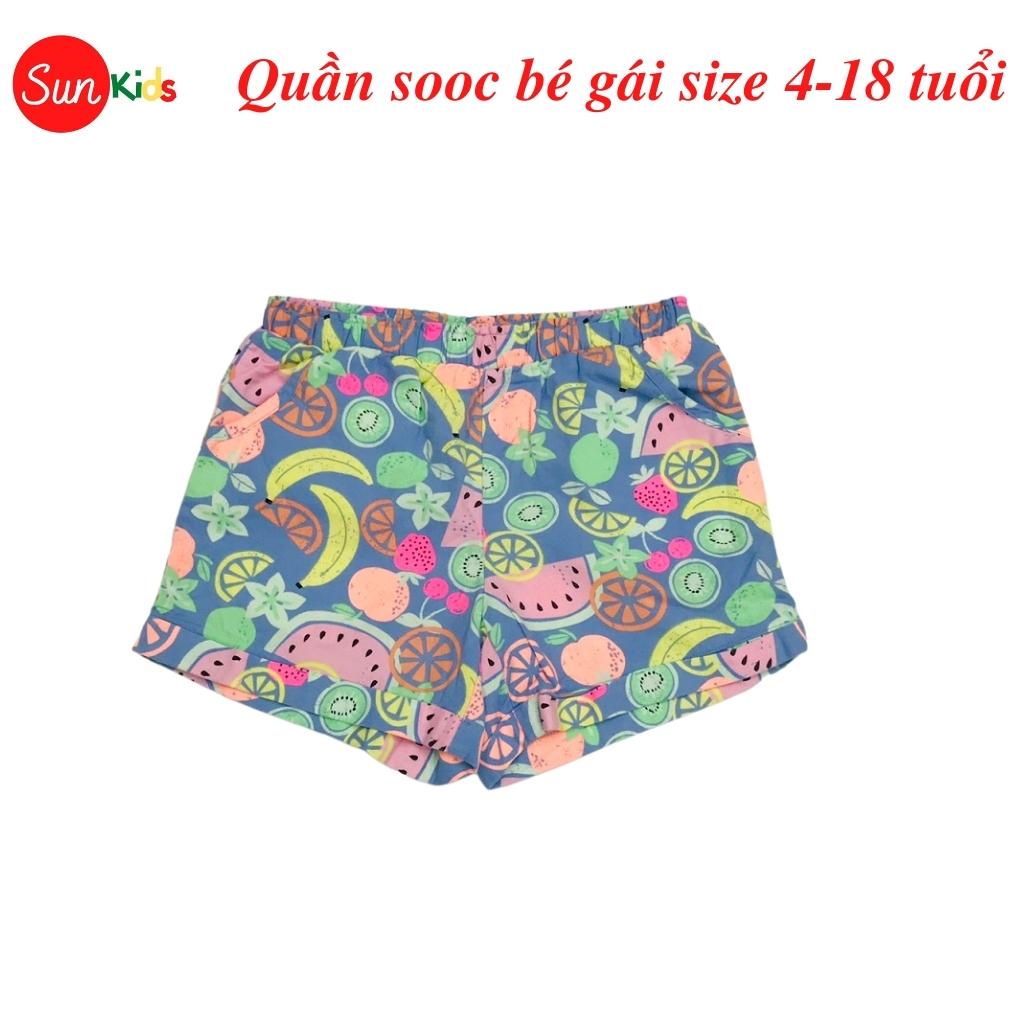 Quần short bé gái SUNKIDS1, quần sooc bé gái chất kaki co giãn nhẹ , size 4/5-18 tuổi