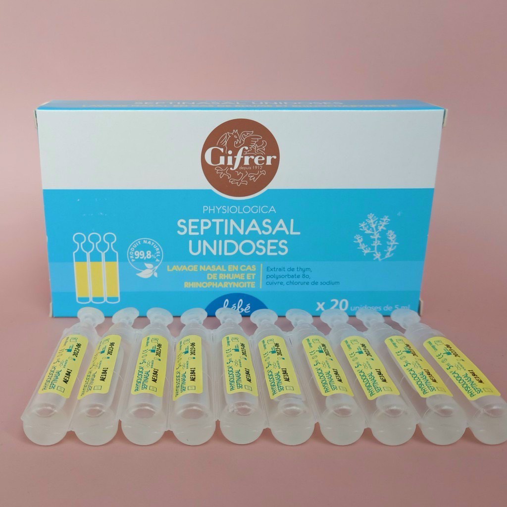 Hộp 40 ống Nước muối sinh lý Physiodose, Gifrer  cho trẻ sơ sinh 5ml