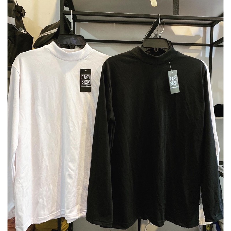 Áo tay dài cổ cao 3cm Unisex 2 màu (có video) | BigBuy360 - bigbuy360.vn