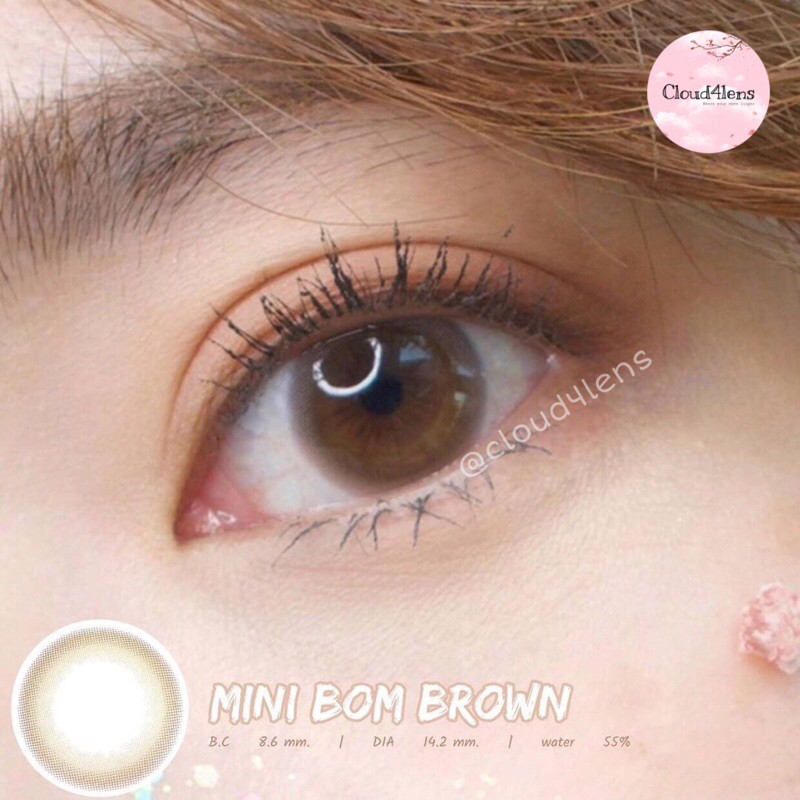 kính áp tròng NÂU CHOCO TỰ NHIÊN vân trơn long lanh trong trẻo Bom Brown cận 0-10 độ size S HSD 6 tháng