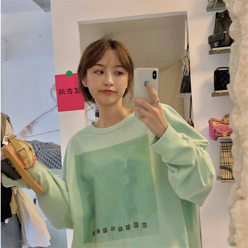 Áo Sweater Dáng Rộng In Họa Tiết Thời Trang Mùa Thu Mới Cho Nữ