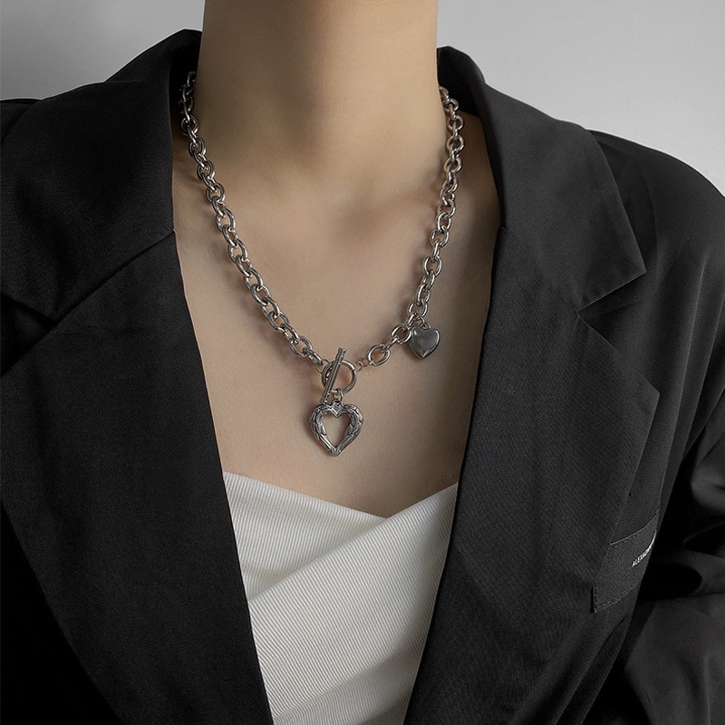 Vòng cổ Mặt Trái Tim Rỗng Phong Cách Hip Hop Hàn Quốc Cá Tính
