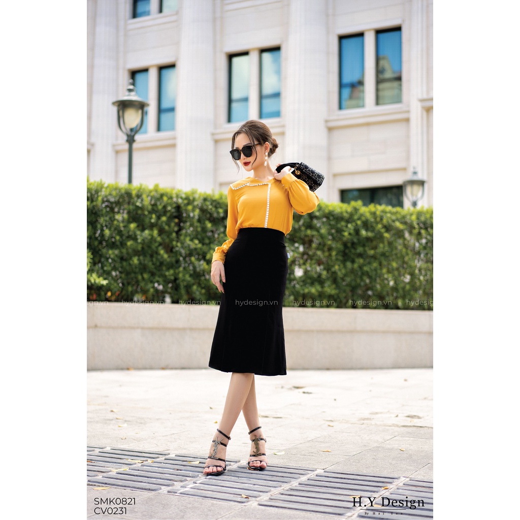 Áo sơ mi lụa Nhật cao cấp viền ren cách điệu - SMK082