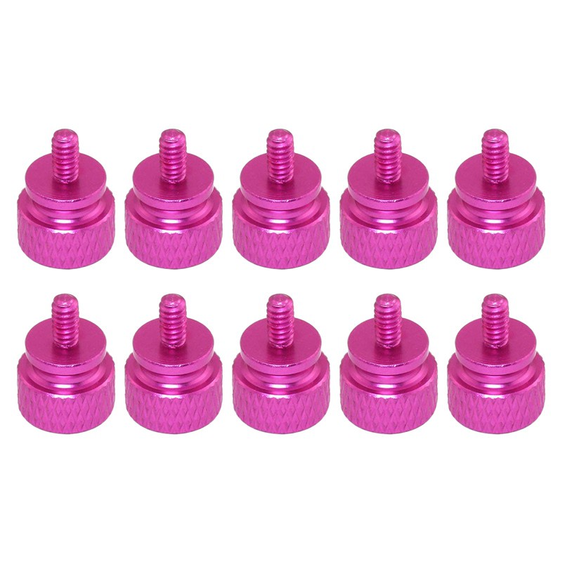 10PCS 6-32 Anodized Aluminum Hand-Tighten Thumb Screws(Rose Red)