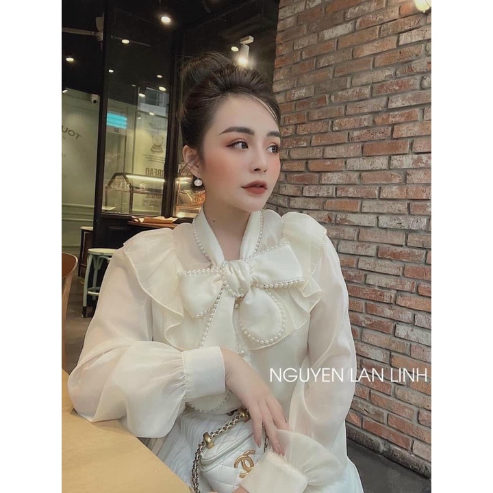 Áo sơ mi tơ cổ nơ ngọc tiểu thư (kèm ảnh thật và video)