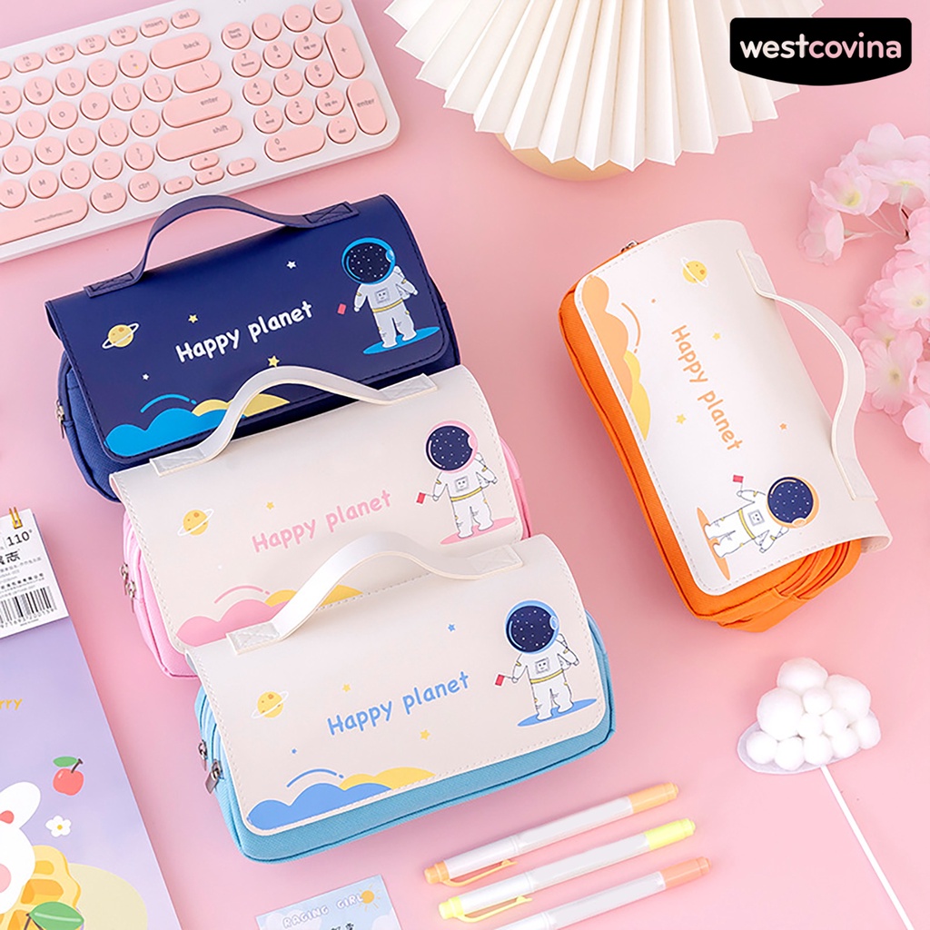 Mới Túi Đựng Bút 2 Ngăn Sức Chứa Lớn In Họa Tiết Đa Năng